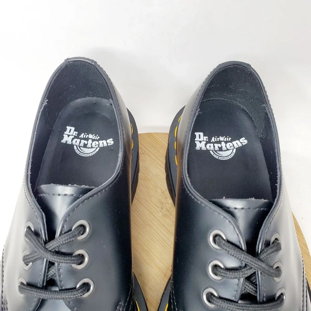 Dr Martens 1461 Quad Shoes Women 8 Black Platform Oxford Punk Goth Creeper 25567